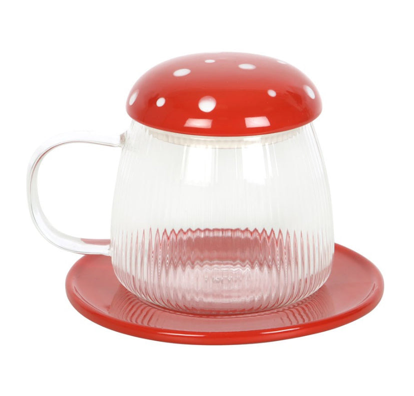 Glass Mushroom Mug and Saucer