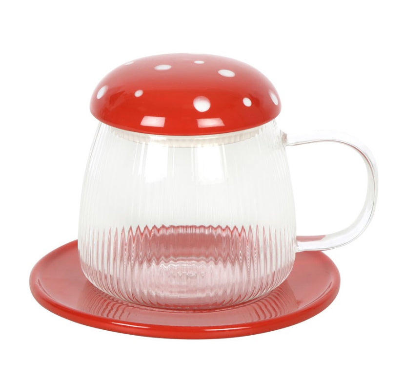 Glass Mushroom Mug and Saucer