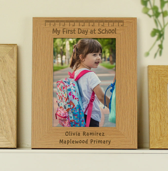 Personalised My First Day at School 5x7 Oak Photo Frame