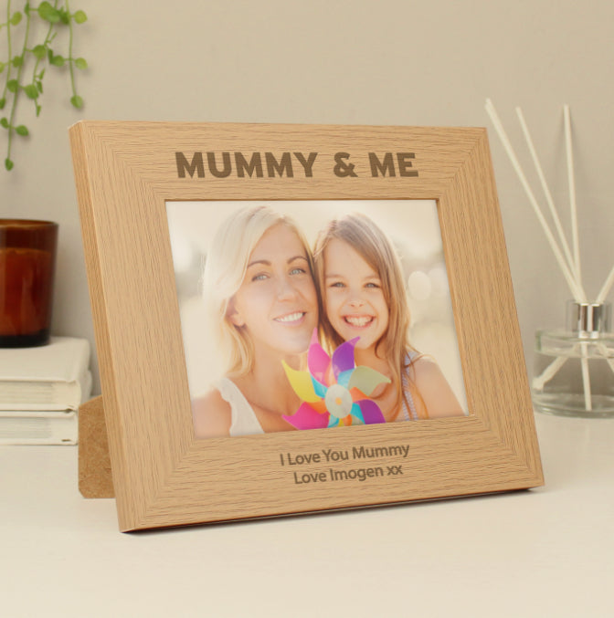 Personalised Mummy & Me 5x7 Landscape Oak Photo Frame