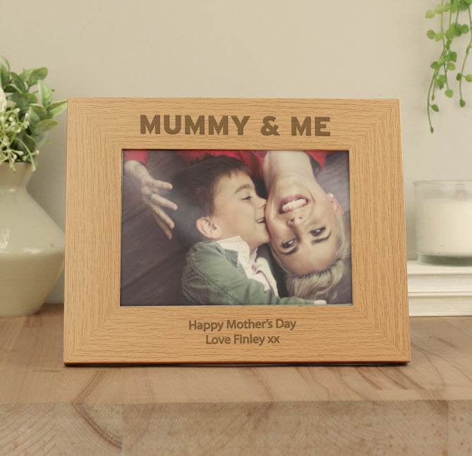 Personalised Mummy & Me 5x7 Landscape Oak Photo Frame