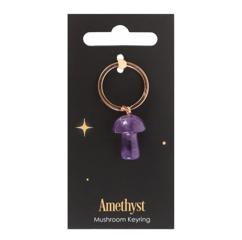 Amethyst Crystal Mushroom Keyring