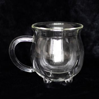 CLEAR DOUBLE WALLED GLASS CAULDRON MUG