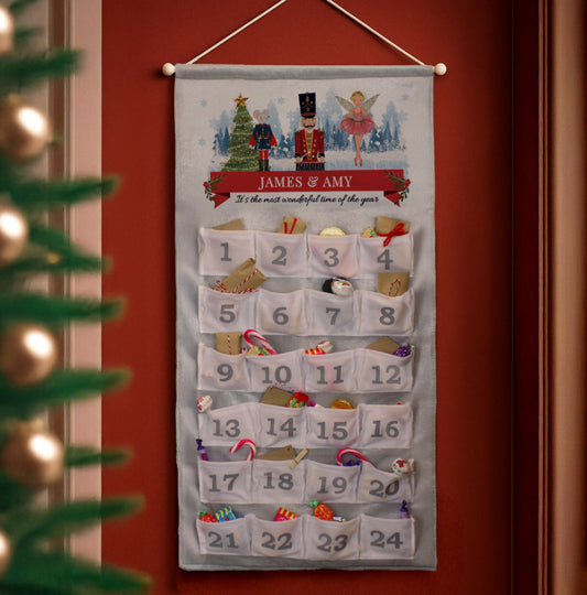 Personalised Nutcracker Advent Calendar In Silver Grey