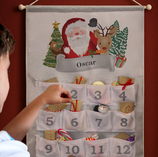 Personalised Santa Advent Calendar In Silver Grey