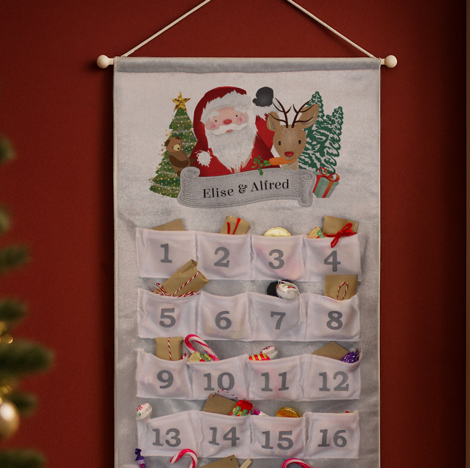 Personalised Santa Advent Calendar In Silver Grey
