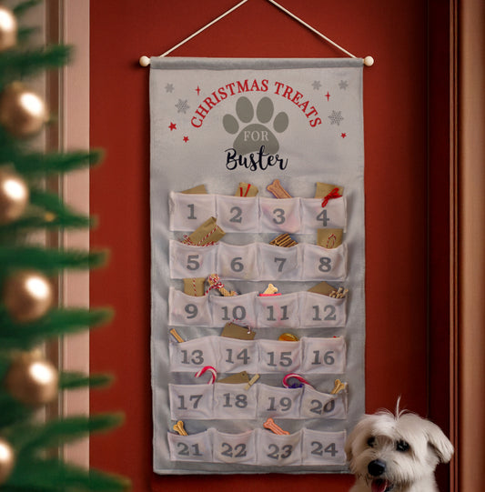 Personalised Pet Advent Calendar In Silver Grey