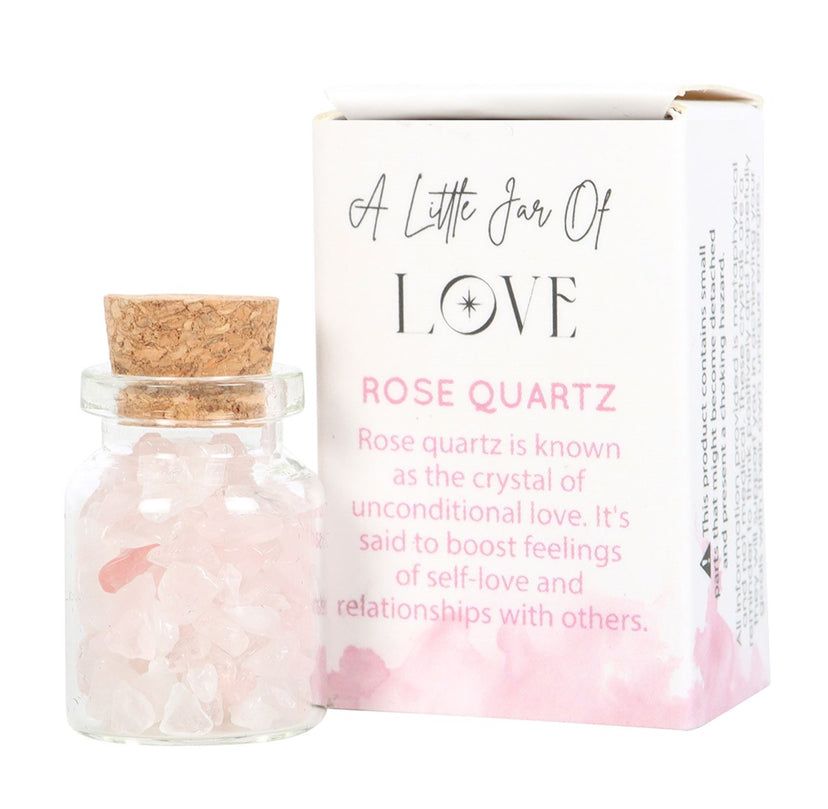 JAR OF LOVE ROSE QUARTZ CRYSTAL IN A MATCHBOX