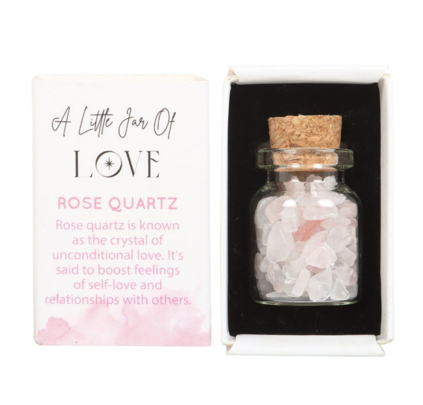 JAR OF LOVE ROSE QUARTZ CRYSTAL IN A MATCHBOX