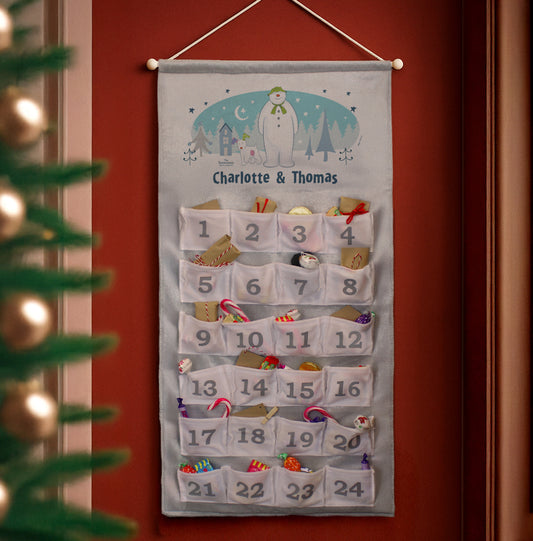 Personalised The Snowman and the Snowdog Advent Calendar In Silver Grey