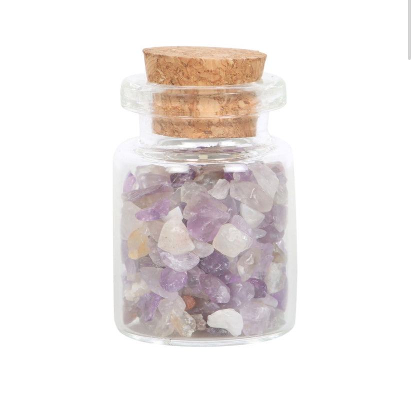 Jar of Calm Amethyst Crystal in a Matchbox