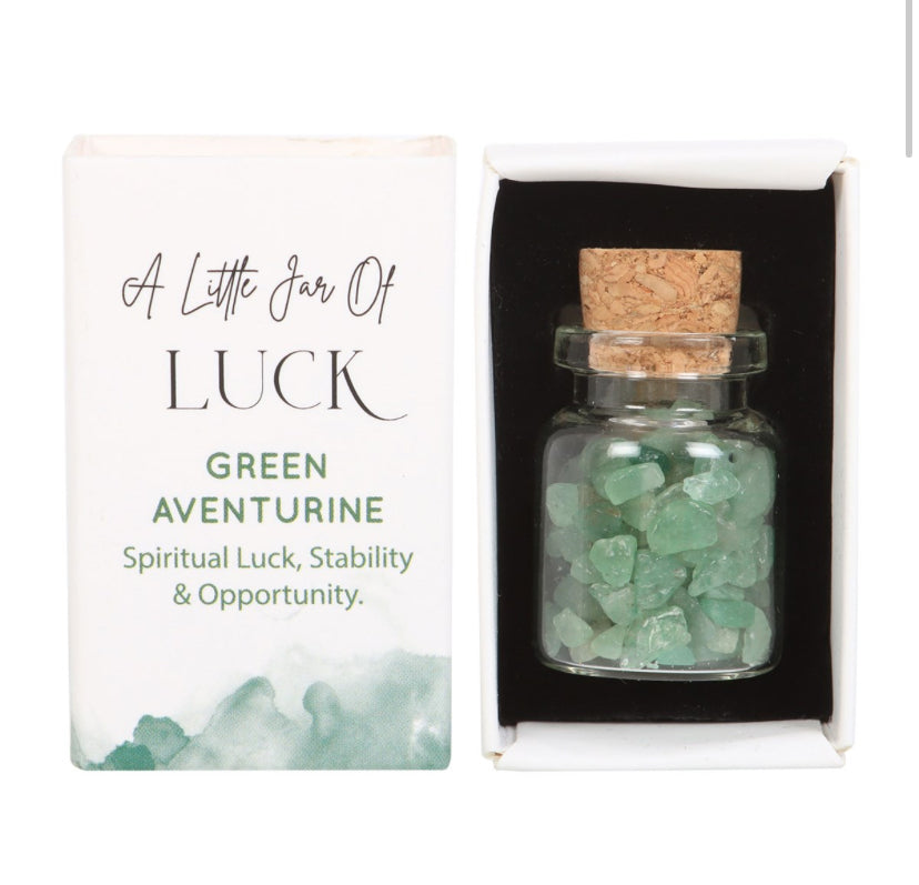 Jar of Luck Aventurine Crystal in a Matchbox