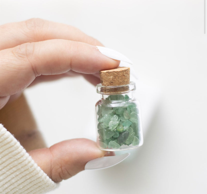 Jar of Luck Aventurine Crystal in a Matchbox