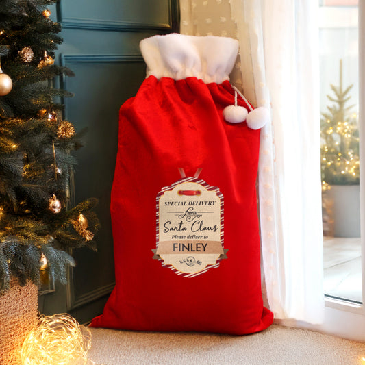 Personalised Me to You Reindeer Luxury Pom Pom Red Sack