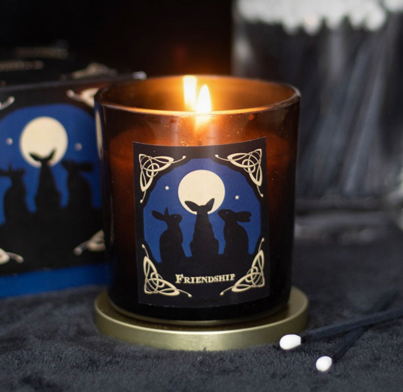 Moon Gazing Hares' Friendship Candle by Lisa Parker