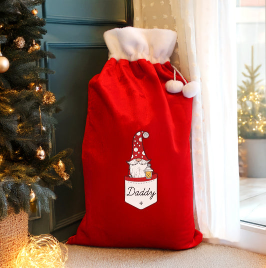 Personalised Gonk Family Red Christmas Sack - Male