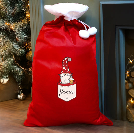 Personalised Gonk Family Red Christmas Sack - Male