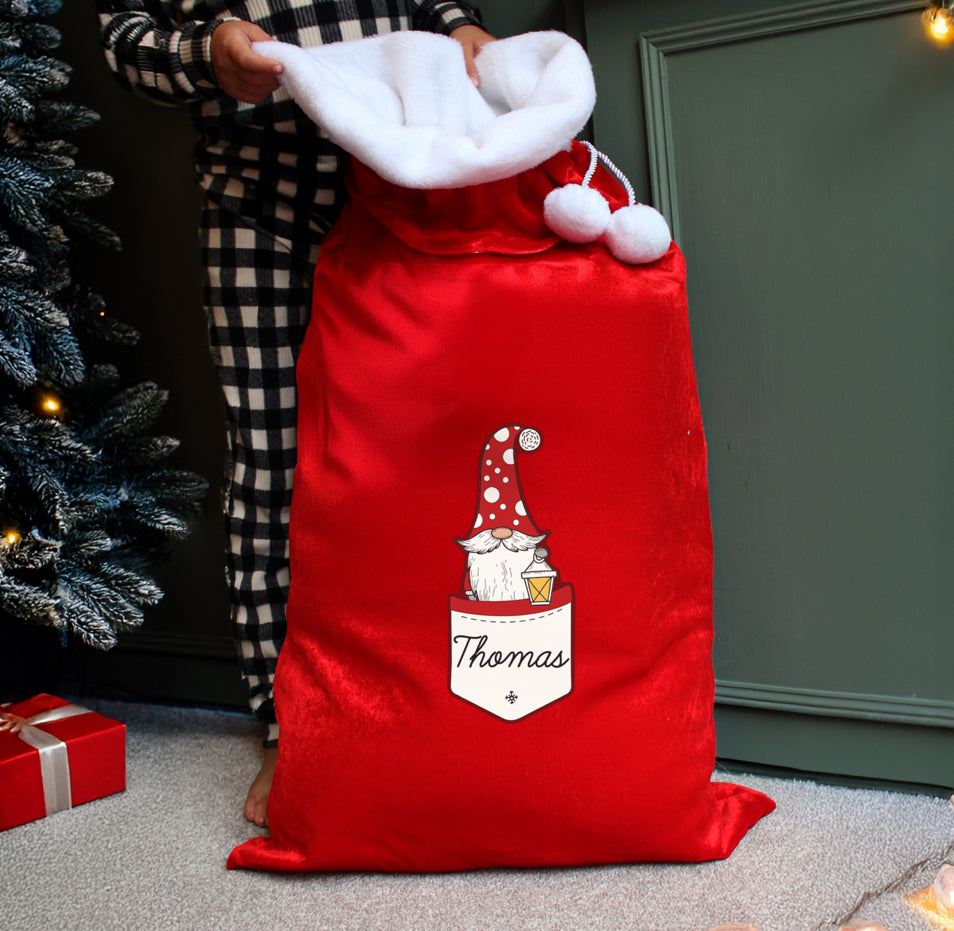 Personalised Gonk Family Red Christmas Sack - Male