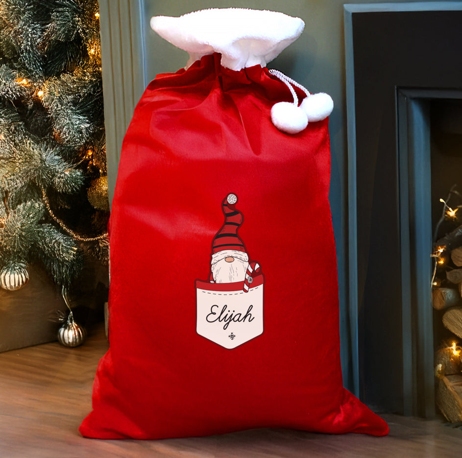 Personalised Gonk Family Red Christmas Sack - Boy