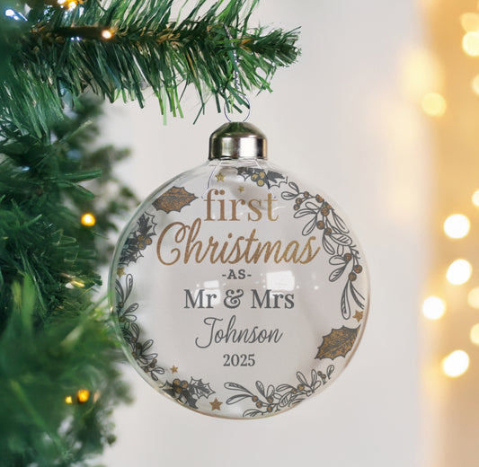 Personalised First Christmas As... Glass Bauble