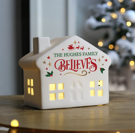 Personalised Believe in Christmas LED House