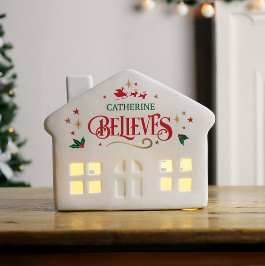 Personalised Believe in Christmas LED House