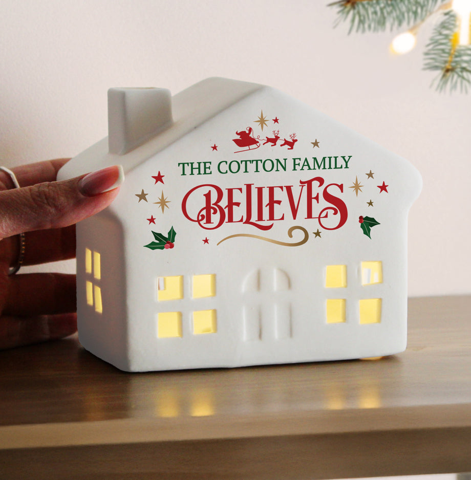 Personalised Believe in Christmas LED House