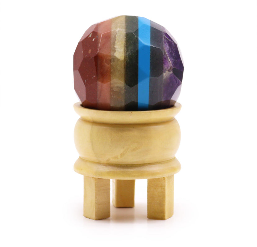 Gemstone Faceted Healing Ball & Stand - Seven Chakra