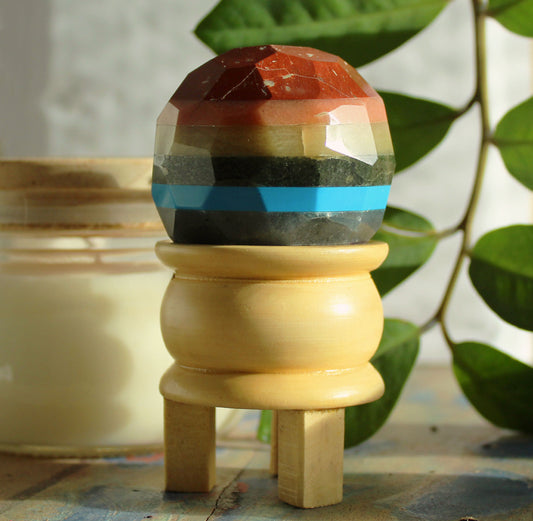 Gemstone Faceted Healing Ball & Stand - Seven Chakra