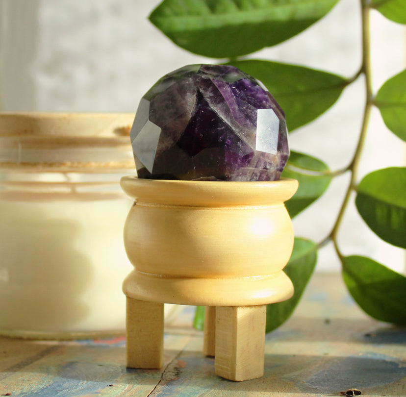 Gemstone Faceted Healing Ball & Stand - Amethyst