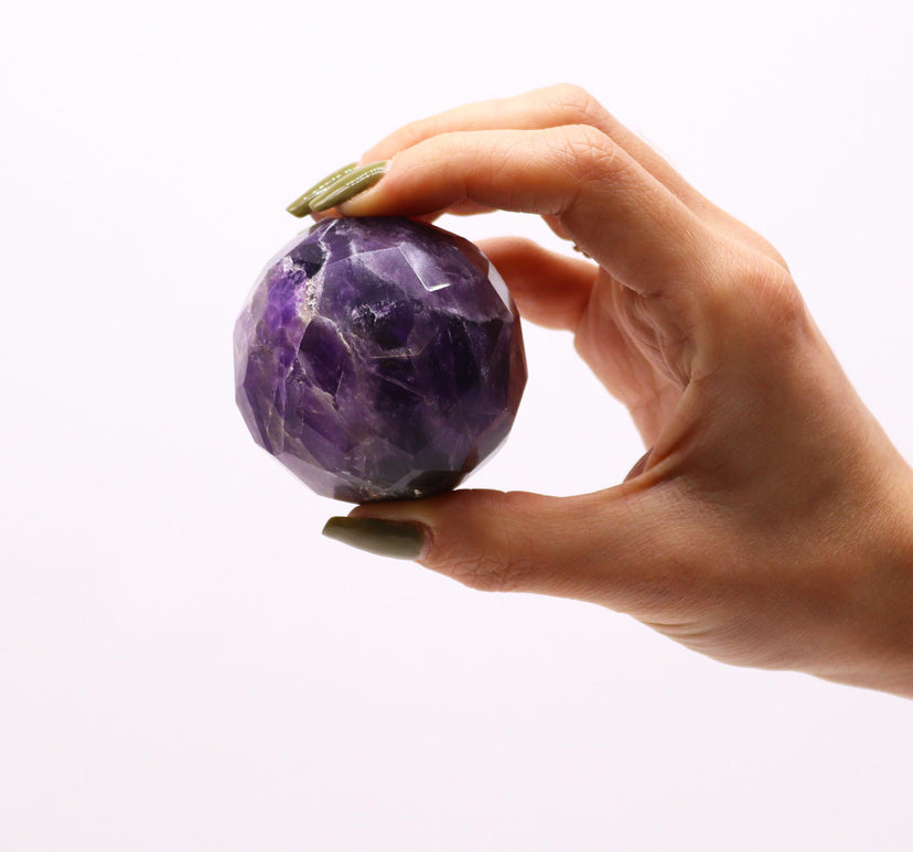 Gemstone Faceted Healing Ball & Stand - Amethyst