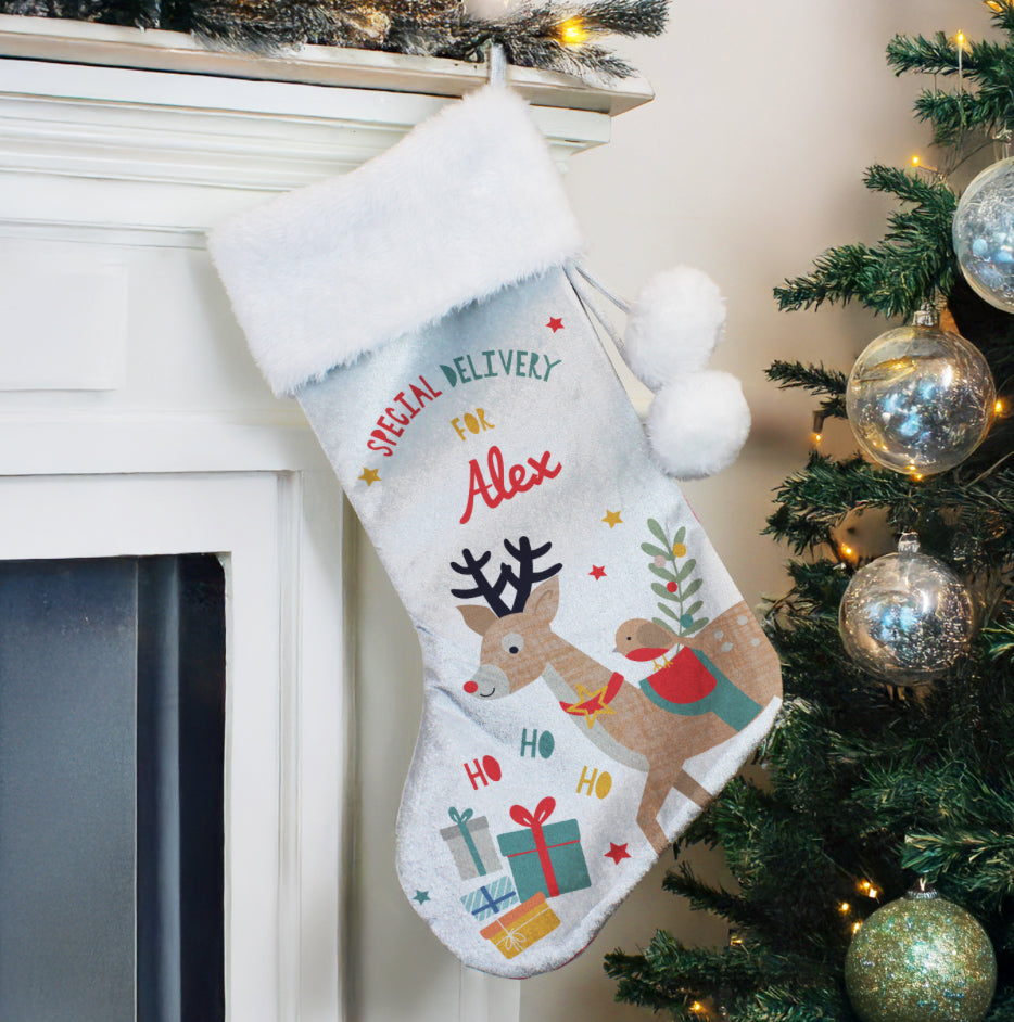 Personalised Reindeer Christmas Stocking