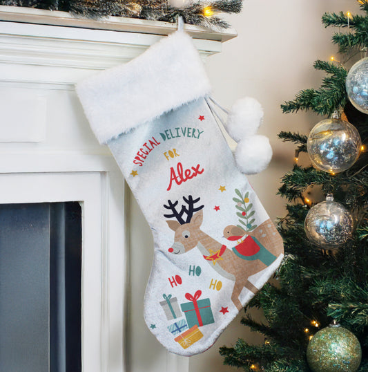 Personalised Reindeer Christmas Stocking