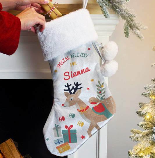 Personalised Reindeer Christmas Stocking