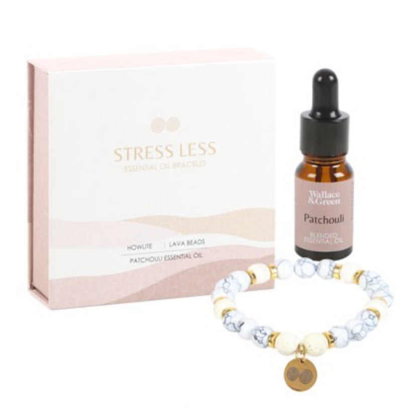 Stress Less Howlite Crystal Essential Oil Bracelet