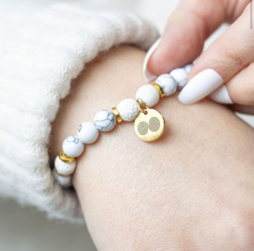 Stress Less Howlite Crystal Essential Oil Bracelet