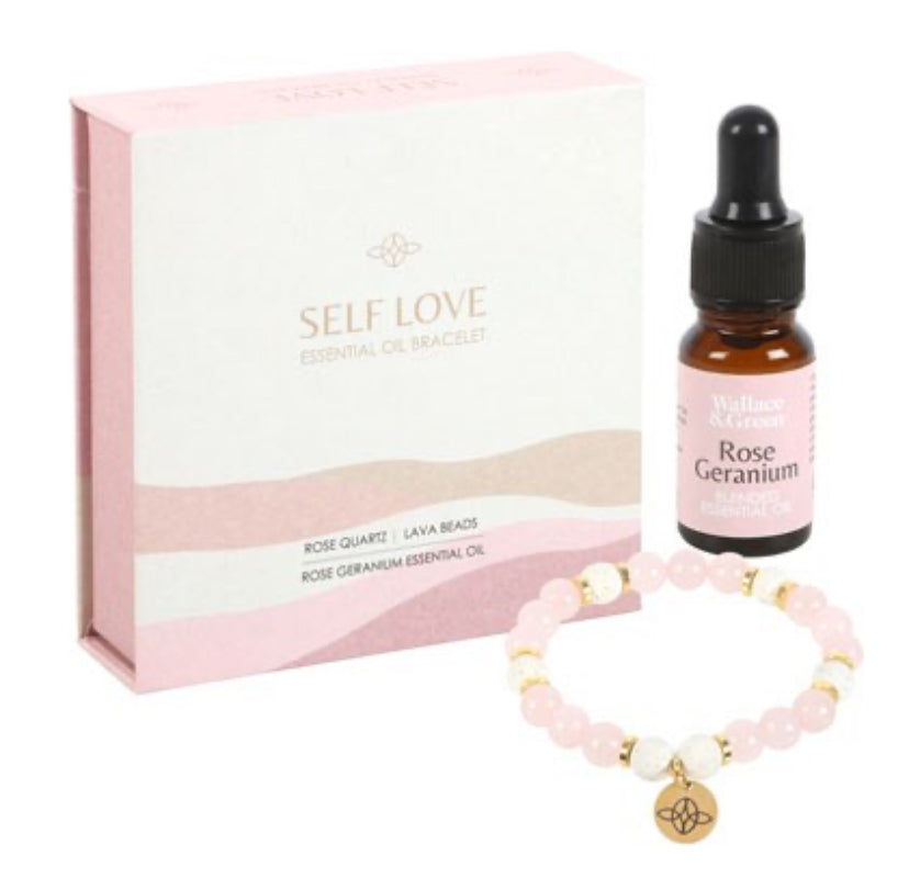 Self Love Rose Quartz Crystal Essential Oil Bracelet