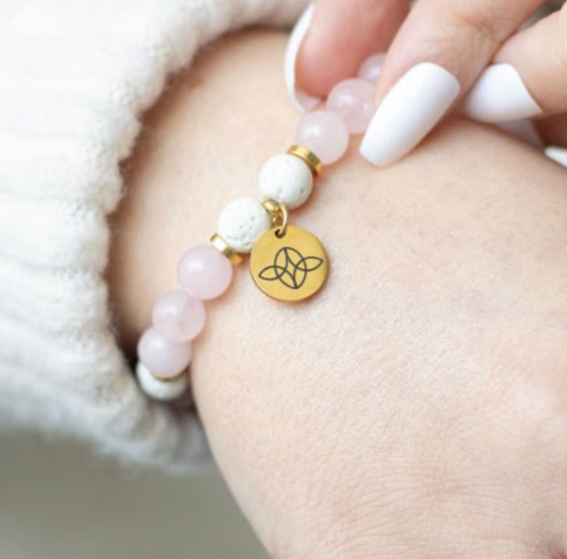 Self Love Rose Quartz Crystal Essential Oil Bracelet