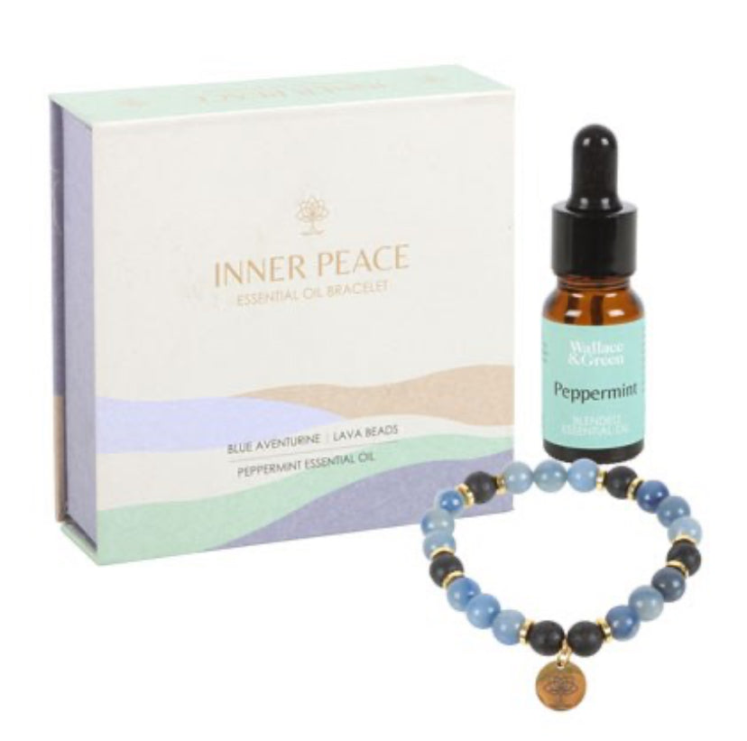 Inner Peace Blue Lace Agate Crystal Essential Oil Bracelet