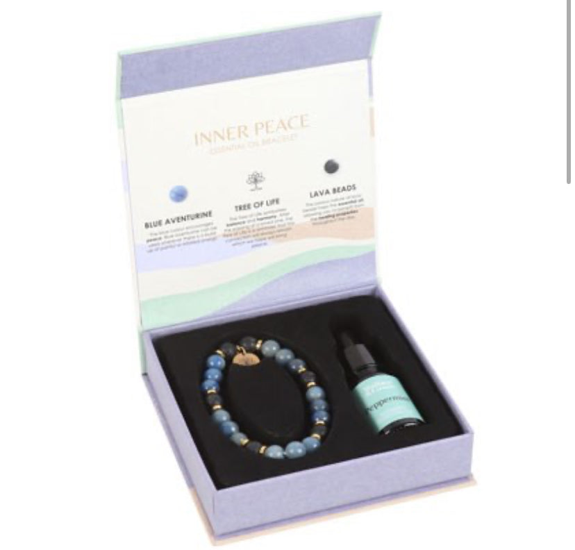 Inner Peace Blue Lace Agate Crystal Essential Oil Bracelet