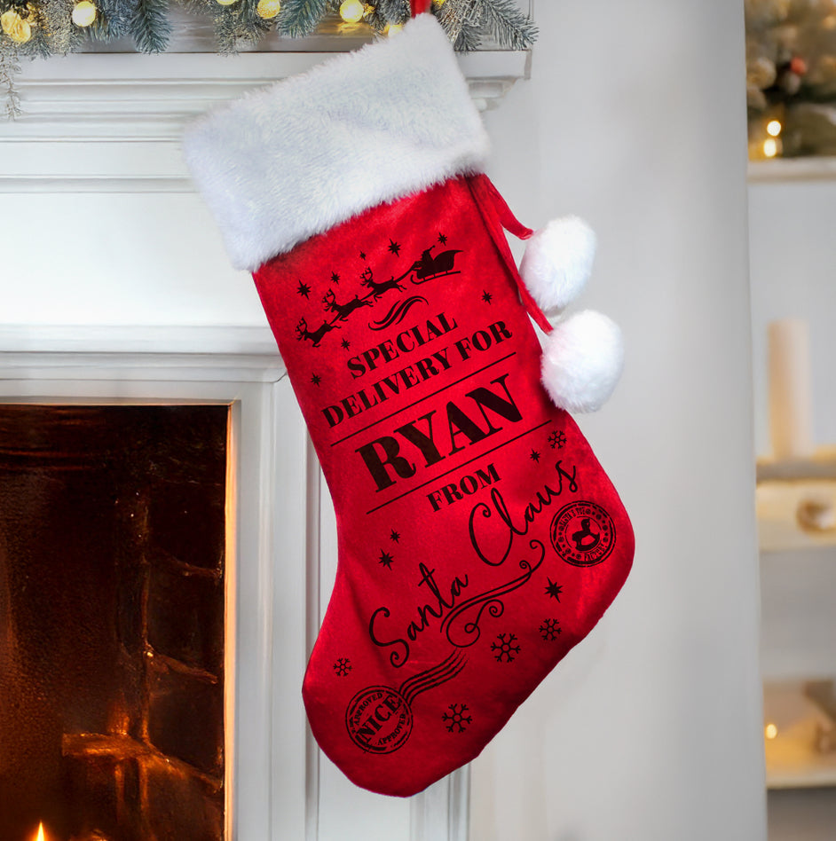 Personalised Special Delivery Red Stocking