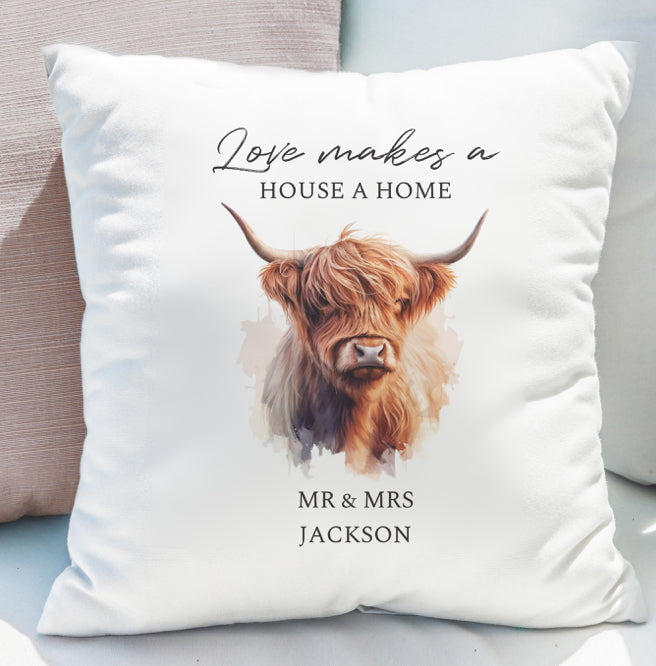 Personalised Highland Cow Cushion