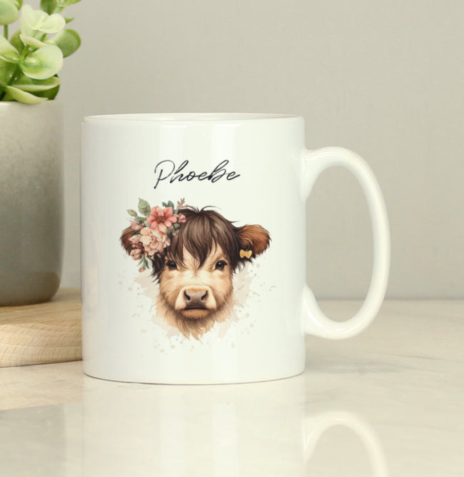 Personalised Highland Cow Mug - Girl