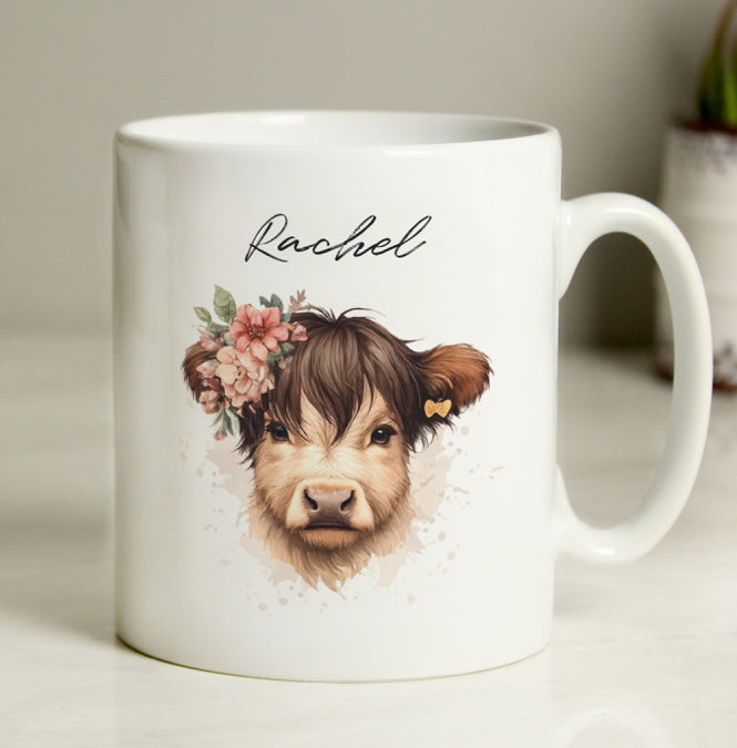 Personalised Highland Cow Mug - Girl