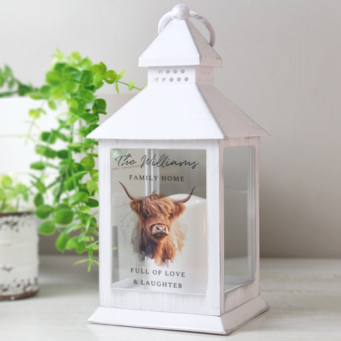 Personalised Highland Cow LED Lantern