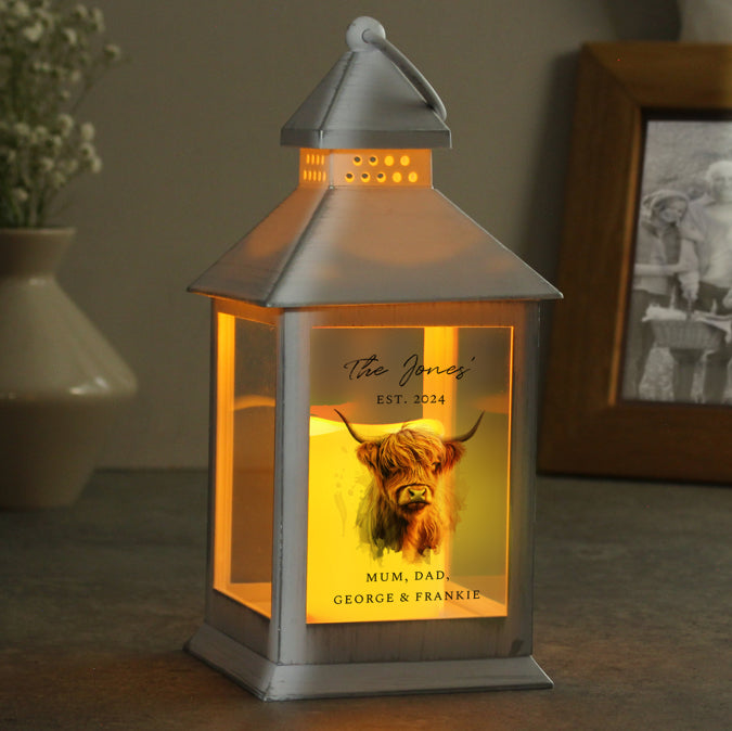Personalised Highland Cow LED Lantern