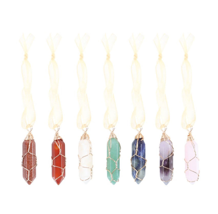 Set of 7 Hanging Crystal Tree Decorations