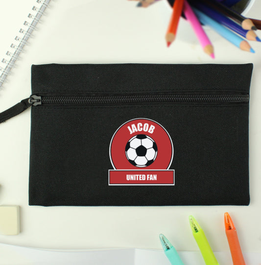 Personalised Red Football Fan Pencil Case