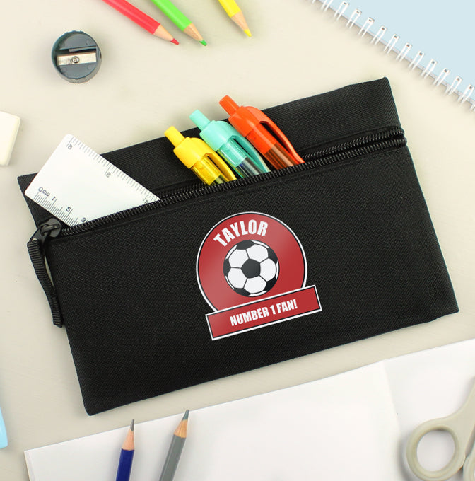 Personalised Red Football Fan Pencil Case