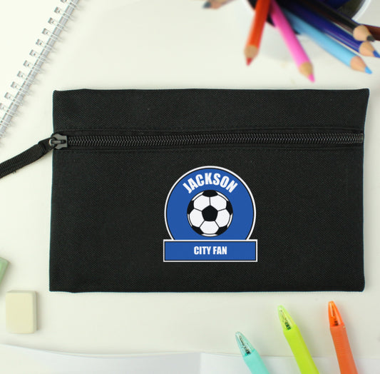 Personalised Dark Blue Football Fan Pencil Case